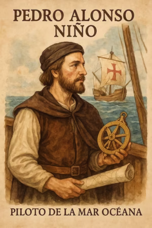 Pedro Alonso Niño en uno de sus barcos