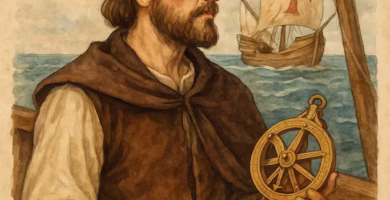 Pedro Alonso Niño en uno de sus barcos