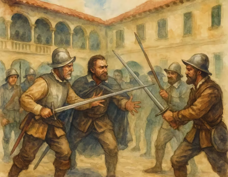 Almagrista atacando a los hombres de Pizarro