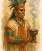 Acuarela de un sacerdote maya