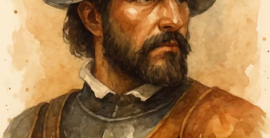 Retrato en acuarela de Diego de Mazariegos