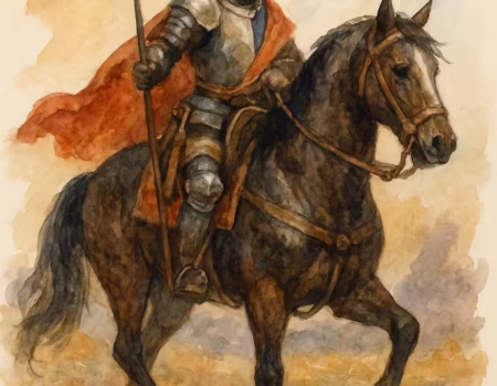 Francisco Pizarro montado a caballo de camino a quzco