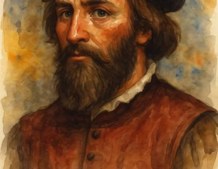 Acuarela en tonos cálidos de Juan Sebastián Elcano