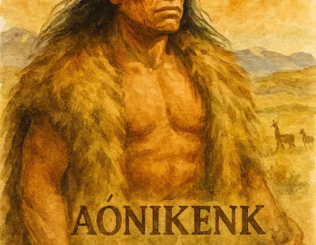 Tehuelches contemplando los animales que su partida de caza van a cazar