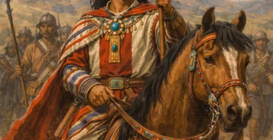 Juan Bautista Valerio de la Cruz montando a caballo al frente de sus tropas